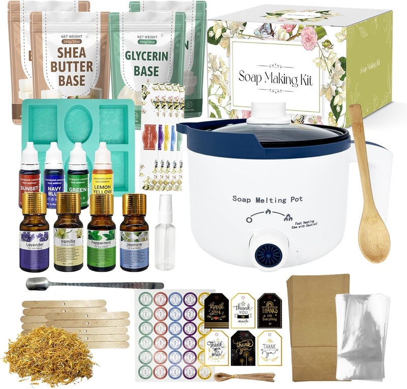 PIUH Soap Making Kit Including Soap Melter, 2lbs Soap Base, Silicone Molds & Scraper, Calendula,4 Fragrance Oils & Dyes for Soap Making,Soap Making Supplies Kits DIY Craft Kit for Adult & Kits - Image 1